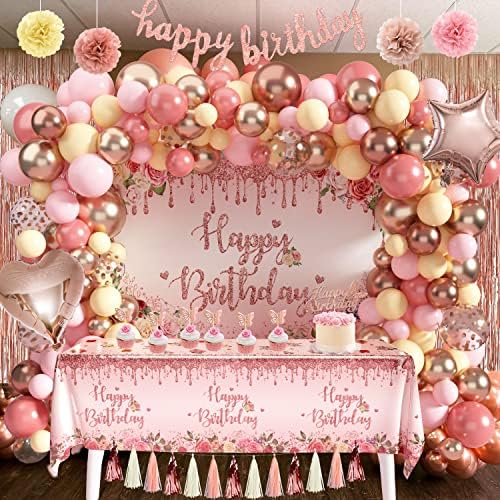 Rose Gold Birthday Party Decorations 91 Pcs Pink Birthday Party Supplies - Image 5