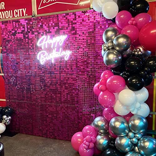 COKAOBE LiteGrid Series Shimmer Wall Backdrop - 36Pcs Hot Pink - Image 6