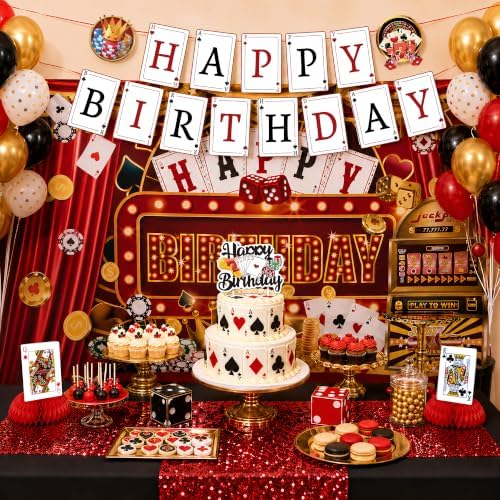 28 Pcs Casino Birthday Party Decorations Las Vegas Casino Theme Party Decor - Image 4