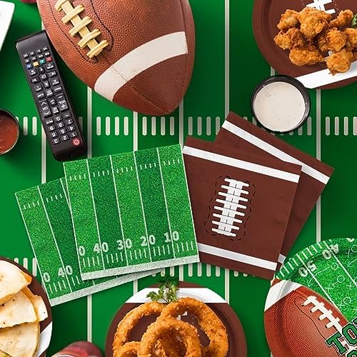 Gatherfun Football Party decorations Kit Serve 24,Includes Dinner Plates, Dessert Plates, Napkins, Cups,Banner and Touchdown Tablecloth for Football Birthday Decorations Game Day football Decorations - Image 5