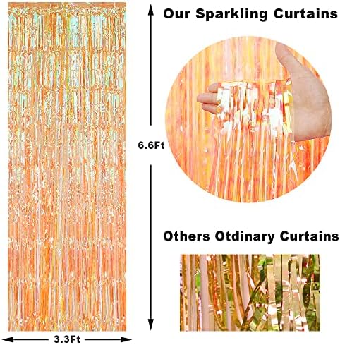 3 Pack Fringe Curtains Party Decorations,Tinsel Backdrop Curtains for Parties,Photo Booth Wedding Graduations Birthday Christmas Event Party Supplies (Transparent Orange) - Image 4