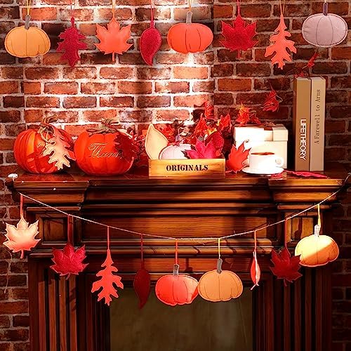 Tudomro 27 Pcs Felt Fall Tree Ornament Decoration, Leaves Pumpkin - Image 5