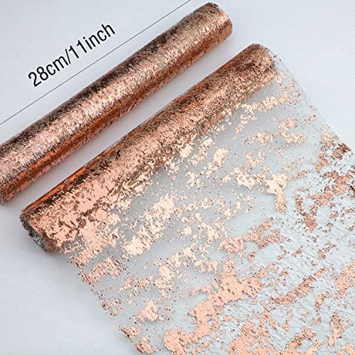 2 Pcs Rose Gold Table Runner, Glitter Metallic Foil Mesh Roll 108" - Image 4