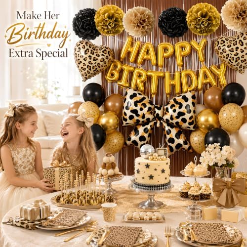 Cheetah Print Birthday Decorations for Women, Bow Birthday Leopard Balloons - Image 4