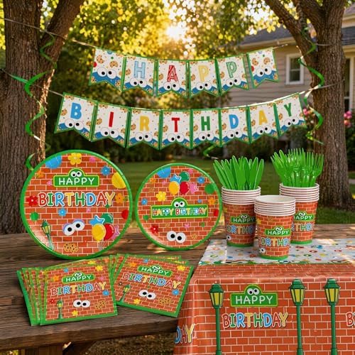 128 Pcs Cookie Birthday Party Supplies for 20 Guests, Blue Monster Inspired Birthday Decorations Kit with Plates, Cups, Napkins, Tablecloth, Banner & Cutlery, Kids Cookie Theme Party Tableware Set - Image 7