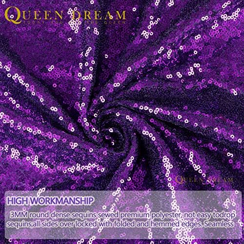 Purple Backdrop Curtins Sequin Fabric 3 Panels Background Drapes 2FT x 8FT - Image 6