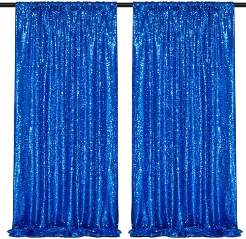Navy Blue Sequin Backdrop Curtains,2 Panels 4FTx8FT Blue Curtain Backdrop Glitter Party Decorations Background Drapes for Wedding Birthday Anniversary Graduation Photo Booth Decor by SoarDream