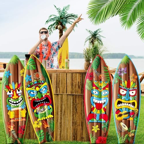 JellyArch 4 Pcs Tiki Inflatable Surf Board 36 Inch Tiki Party Decorations - Image 5