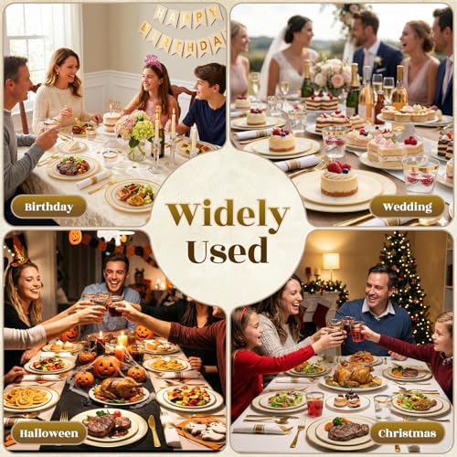 Ivory Gold Dinnerware Set Disposable Plates for 350PCS 50 Guests - Image 7