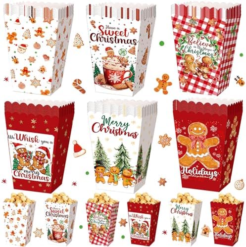 Gueevin 60 Pcs Christmas Popcorn Boxes Treat Candy Holder Party by Gueevin