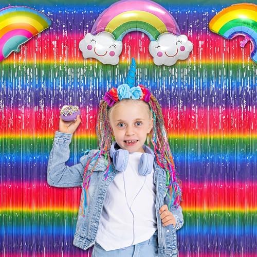 Gradient Neon Party Streamers Backdrop Decorations 3.2ft x 8.2ft 2 Packs - Image 7