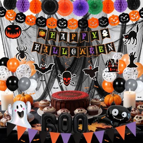 Spooky Happy Halloween Party Decorations Kit, Horror Black Orange Decor Set - Image 6