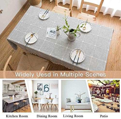 Deep Dream Tablecloths, Embroidered Waterproof Table Cloth Cotton Linen Wrinkle Free Anti-Fading Table Cover Decoration for Kitchen Dinning Party Christmas, 55 x 140 Inch - Gray - Image 4