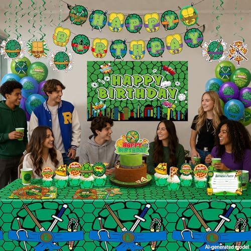 Turtle Theme Birthday Party Decorations Set - Pizza Theme Party Supplies - Image 6