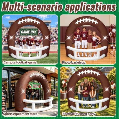 8FT Brown White Inflatable Football Helmet Arch with LED Lights - Image 6