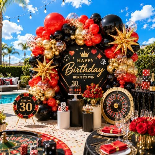 Red Gold Black Balloons Arch Kit Garland with Star Balloons - Image 5