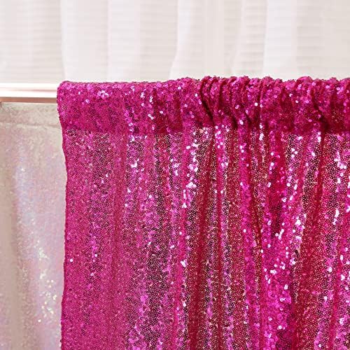 Poise3EHome Hot Pink Sequin Backdrop, 2 Panel 2x8ft Glitter Curtain for Parties, Weddings, Baby Showers, Christmas Decor, Thanksgiving Holiday Festival Decor - Image 6