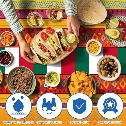 OHOME Cinco De Mayo Decorations - Fiesta Plastic Tablecloth - Image 4