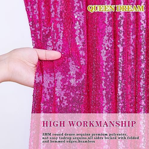 Fuchsia Sequin Backdrop Drapes 4 Panels 2FTx8FT Glitter Backdrop Curtains - Image 4