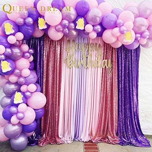Purple Sequin Backdrop 4 Panels 2FTx8FT Glitter Party Photo Background - Image 2