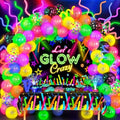 SNLN 161Pcs Neon Party Decorations Glow in the Dark Birthday Supplies Neon Balloon Arch Kit & Backdrop Tablecloth UV Blacklight Luminous Glow Balloons Kids Teen Adult Rainbow 80s 90s Disco Party Decor by SNLN