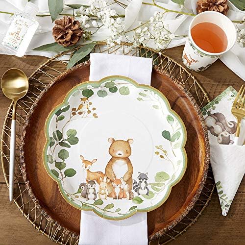 Kate Aspen Woodland Baby Shower Decorations, 62-Piece Disposable Paper Plates & Napkins Party Supplies for 16 Guests - Woodlands Animals Theme for Baby Boy Shower Table Decorations, Gender Reveal - Image 3