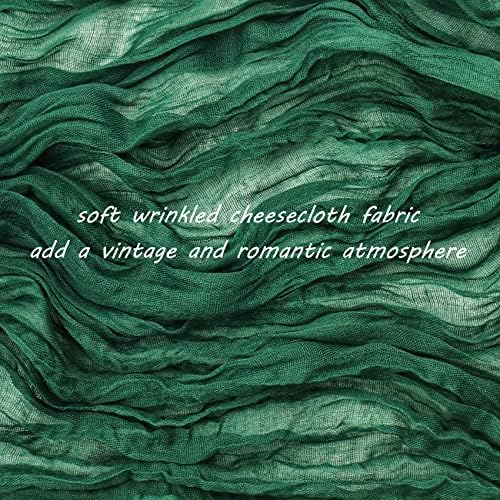 35x157 Inch Dark Green Cheesecloth Table Runner Wedding Holiday Decor - Image 3