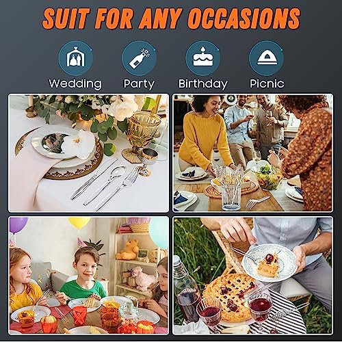 Dipoo 7.1" Clear Plastic Forks Heavy Duty, 360 Count - Image 6