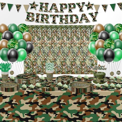 Srua Don Camouflage Army Birthday Party Decorations, Camo Hunting Serves 24 - Image 6
