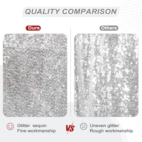 PartyDelight Silver Sequin Backdrop 6x7ft Sparkly Photo Curtain - Image 3