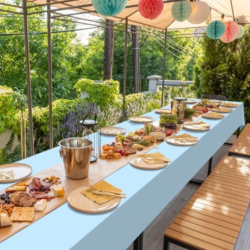 16 Pack Light Blue Plastic Tablecloth for Rectangle Tables, Premium Decorative Baby Blue Disposable Table Cloths for Parties, Rectangle Party Table Cover for Birthday Wedding Baby Shower, 54x108 Inch - Image 7