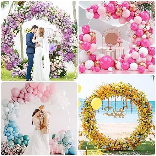 Wokceer Round Backdrop Stand 7.2FT White Metal Circle Balloon Arch Frame - Image 5