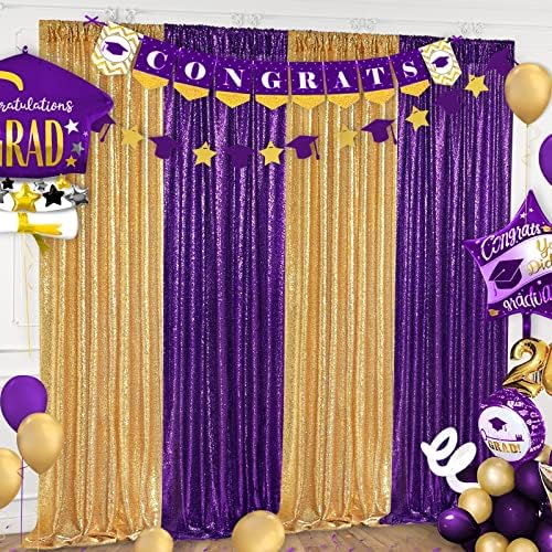 Gold Sequin Backdrop Curtains 2 Panels 2FTx8FT Glitter Gold Photo Backdrop - Image 6