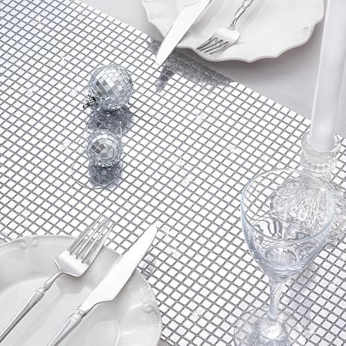 MoKoHouse Disco Party Table Runner: 10 Packs 13 x 72 Inches Long - Silver Sequin Table Runners for Retro 70s 80s Theme Disco Dance Birthday Bachelorette Party Supplies Table Decorations - Image 2