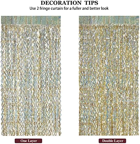 Champagne Gold Foil Fringe Backdrop - CYLMFC 3 Pack 3.3 ft x 6.6 ft Sparkle Tinsel Foil Fringe Backdrop Curtains for Birthday Anniversary Retirement Party Decorations - Image 5