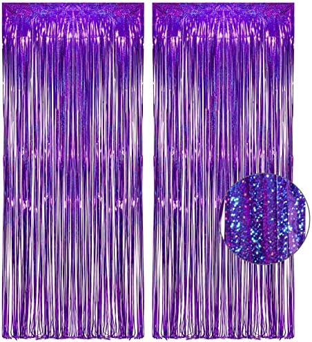 Purple Tinsel Curtain Party Backdrop - 3.2ft x 8.2ft - Pack of 2 by GREATRIL