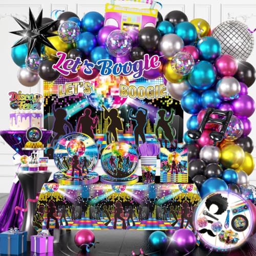 301Pcs Fexivo Disco Party Decorations, All-in-One Set for 25 Guests by Unknown