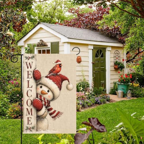 Christmas Snowman Welcome Cardinal Garden Flag Double-Sided Lawn Decor - Image 7