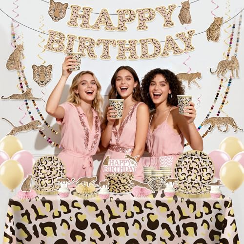 Cocomigo Pink and Cheetah Birthday Decorations, Leopard Party Tableware - Image 7