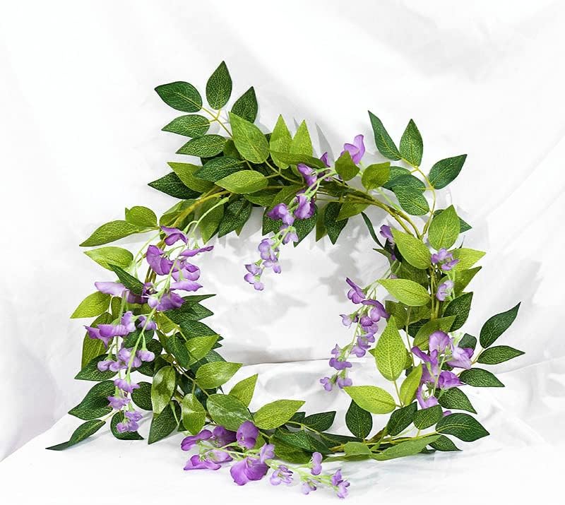 Wisteria Garland Artificial Flowers Wisteria Vine - 5Pcs Total 33ft Purple Fake Hanging Flower - Image 6