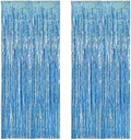BRAVESHINE Light Blue Streamers Party Backdrop - 2 PCS Foil Fringe Curtains by BRAVESHINE