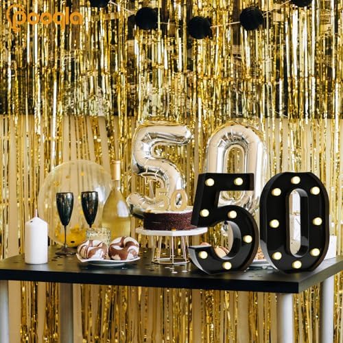 Pooqla Black Light Up Numbers, 50th Birthday Decorations for Men - Image 2