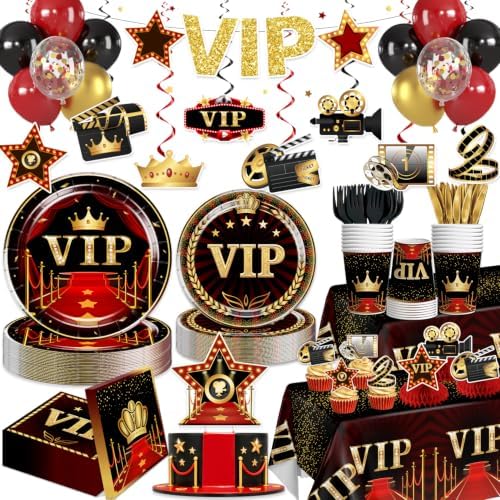 Yingto 177PCS Red Carpet Party Decorations Hollywood Birthday Set Serves 20 by Yingoto