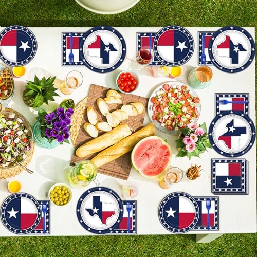 gisgfim 96Pcs Texas State Flag Party Supplies Paper Plates Napkins - Image 4