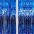 GOER 3.2 ft x 9.8 ft Metallic Tinsel Foil Fringe Curtains Party Photo Backdrop Party Streamers for Birthday,Graduation,New Year Eve Decorations Wedding Decor (Navy Blue,2 pcs) by GOER