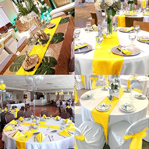 10-Pack Yellow 12 x 108 inches Long Premium Satin Table Runner - Image 7