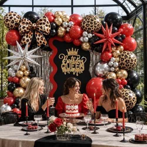 Cheetah Print Balloon Arch Garland Kit for Red Black Gold Leopard Birthday - Image 4
