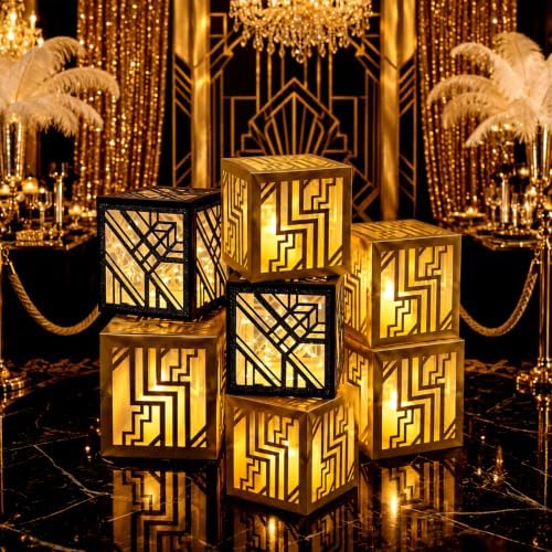 Novabright 6 Sets Roaring 1920s Party Decoration Boxes 12 Inch with Lights - Image 6