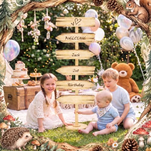 Chunful Arrow Sign with Stand, Blank for DIY, Directional Party Decor for Baby Shower, Birthday, Wedding, Woodland Yard Decorations(5 Wooden Plaques,5 ft) - Image 6