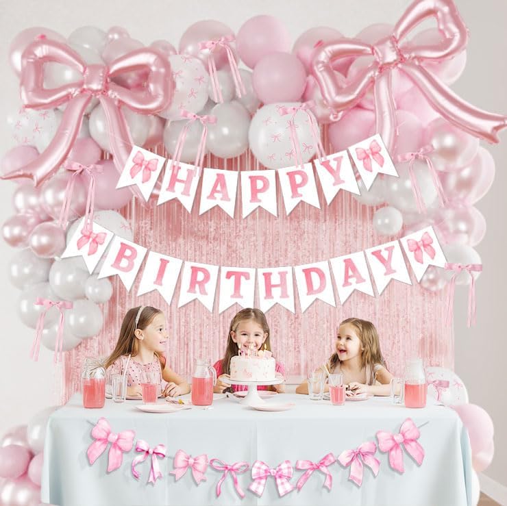 Pink Bow Balloon Party Decorations - Coquette Birthday Decorations - Image 3